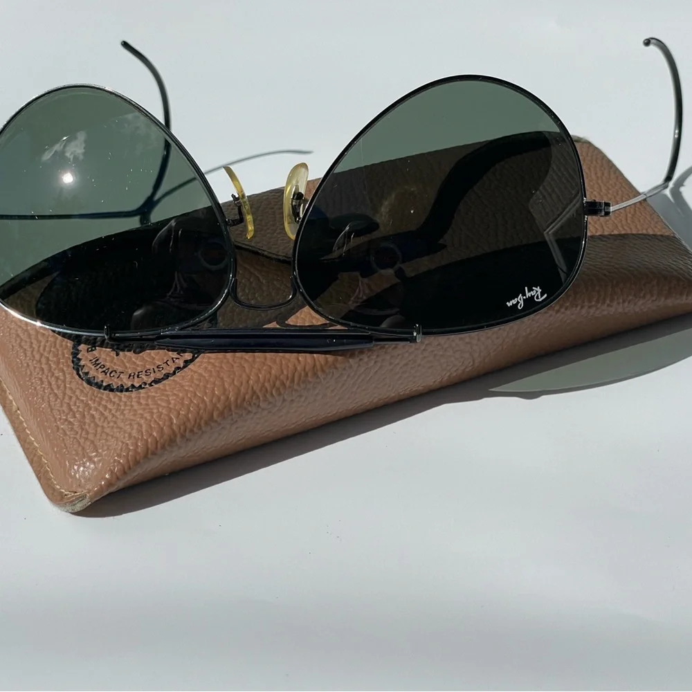 Vintage B&L Ray-Ban Outdoorsman RARE Black Chrome 62mm CableTemples G-15 w/case - Picture 15 of 17